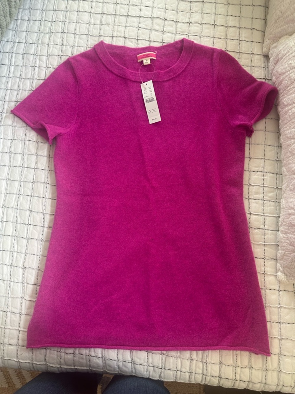 J. Crew Vivid Fuchsia Crewneck Cashmere Top